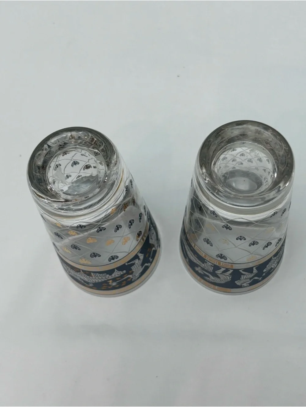 Vintage Cera Glass Highball Glasses “Etruscan Frieze” Greek Design